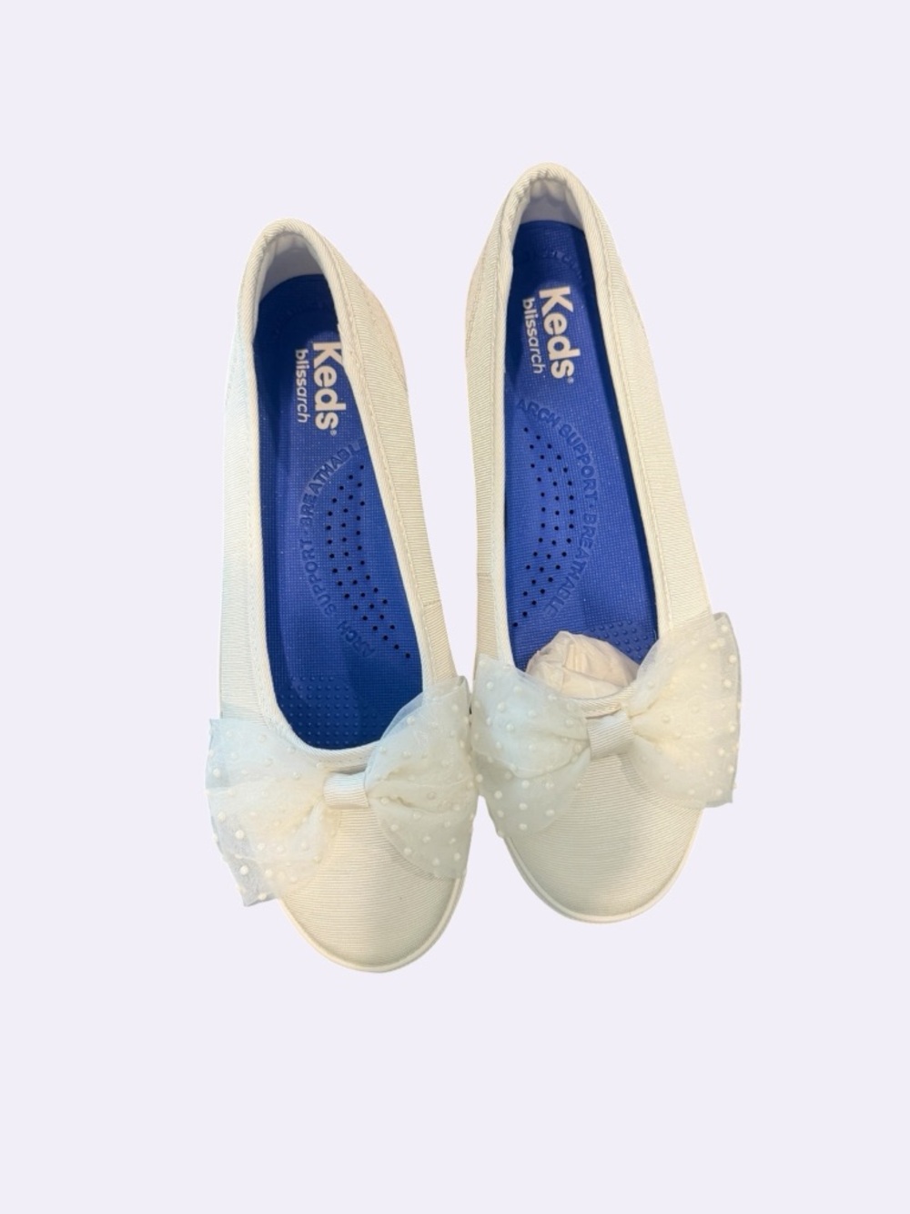 Keds White Bow Slip-On Flats